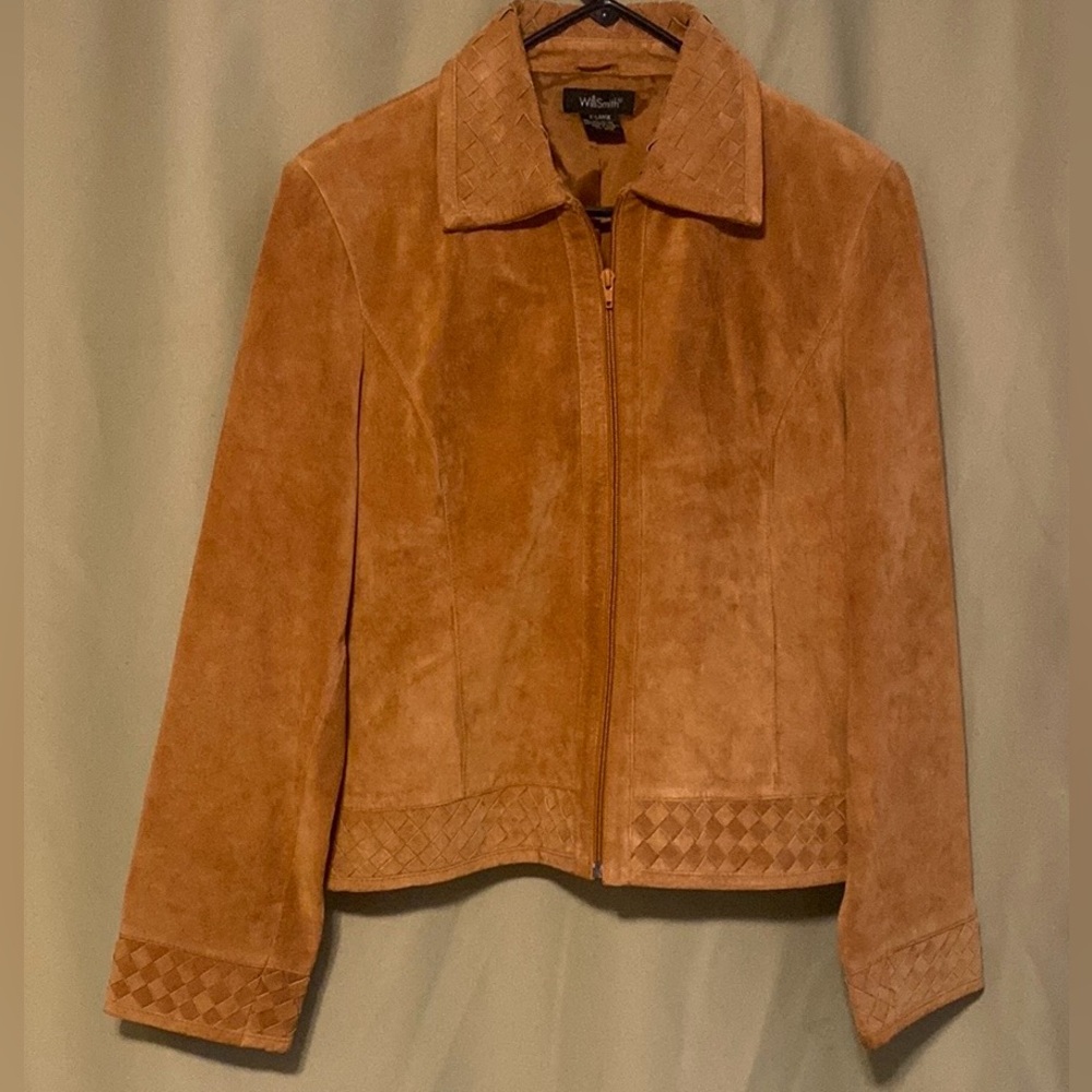 Vintage Willi Smith Leather Jacket W/Woven details Pattern Women's X-Large